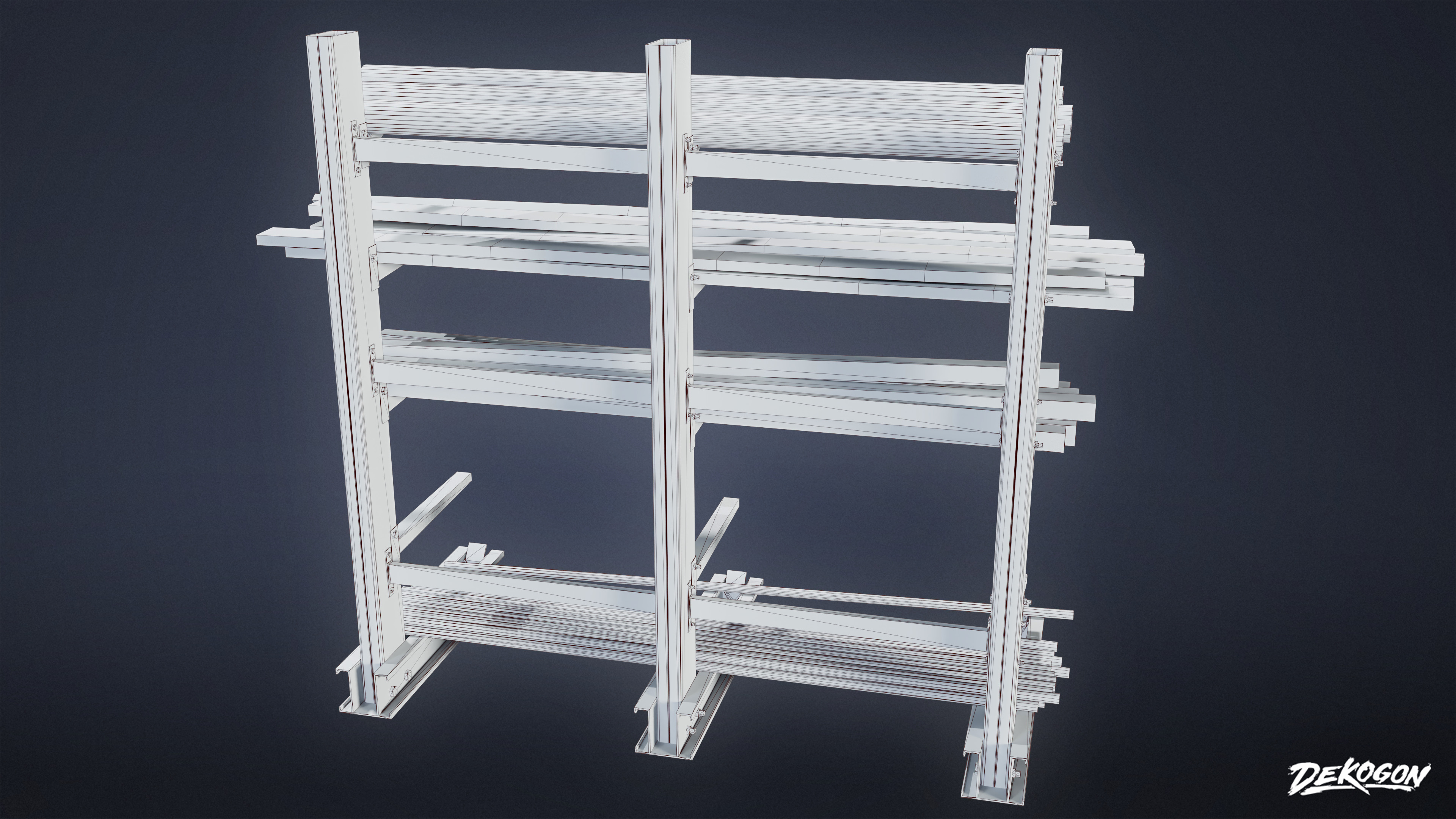 SUBURBS - Metal Holding Stand 01 - LOW POLY AND NANITE Low-poly 3D model_8