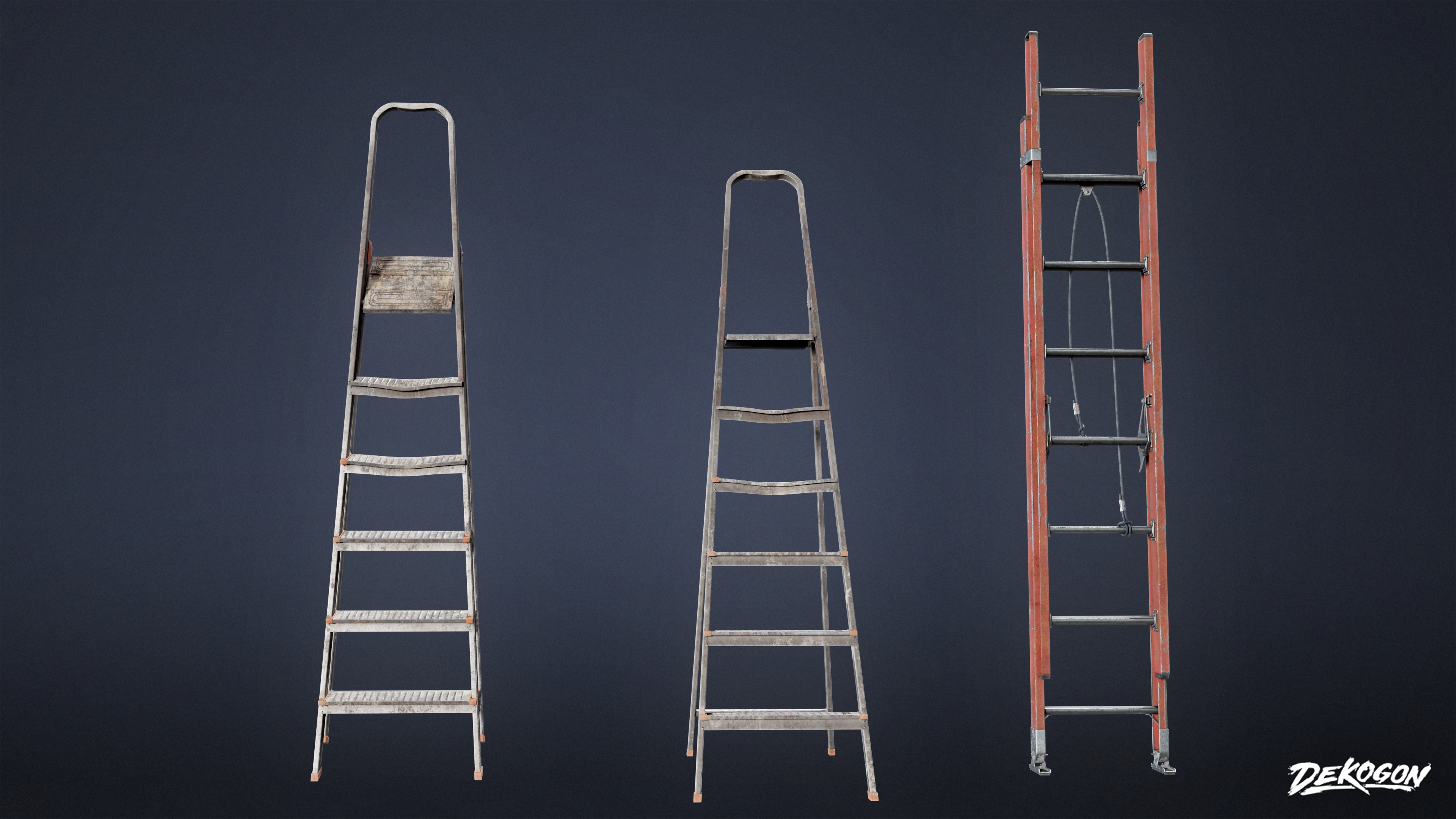 SUBURBS - Metal Ladder 01 - LOW POLY AND NANITE Low-poly 3D model_3