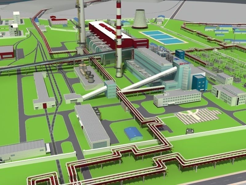 Coal Power Plant 3D model_1
