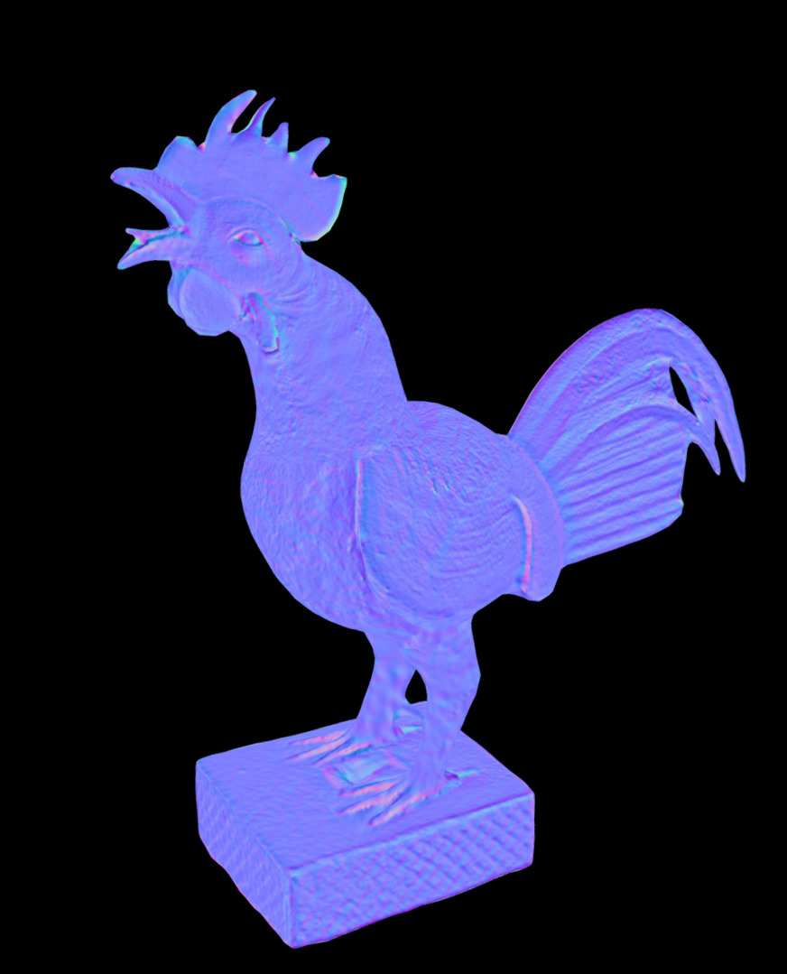 Benin Bronze Okukor Rooster Low-poly 3D model_8
