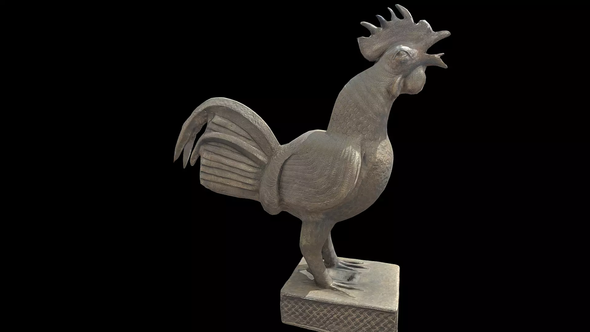 Benin Bronze Okukor Rooster Low-poly 3D model_0