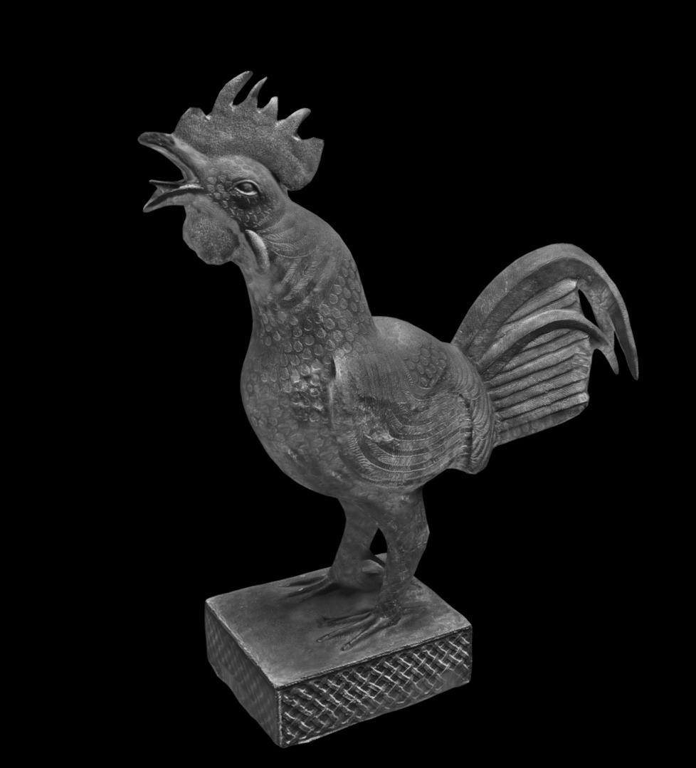 Benin Bronze Okukor Rooster Low-poly 3D model_6