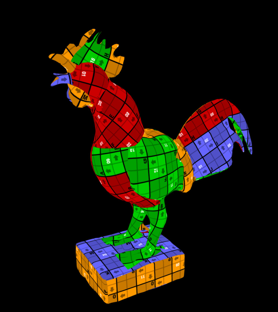 Benin Bronze Okukor Rooster Low-poly 3D model_11