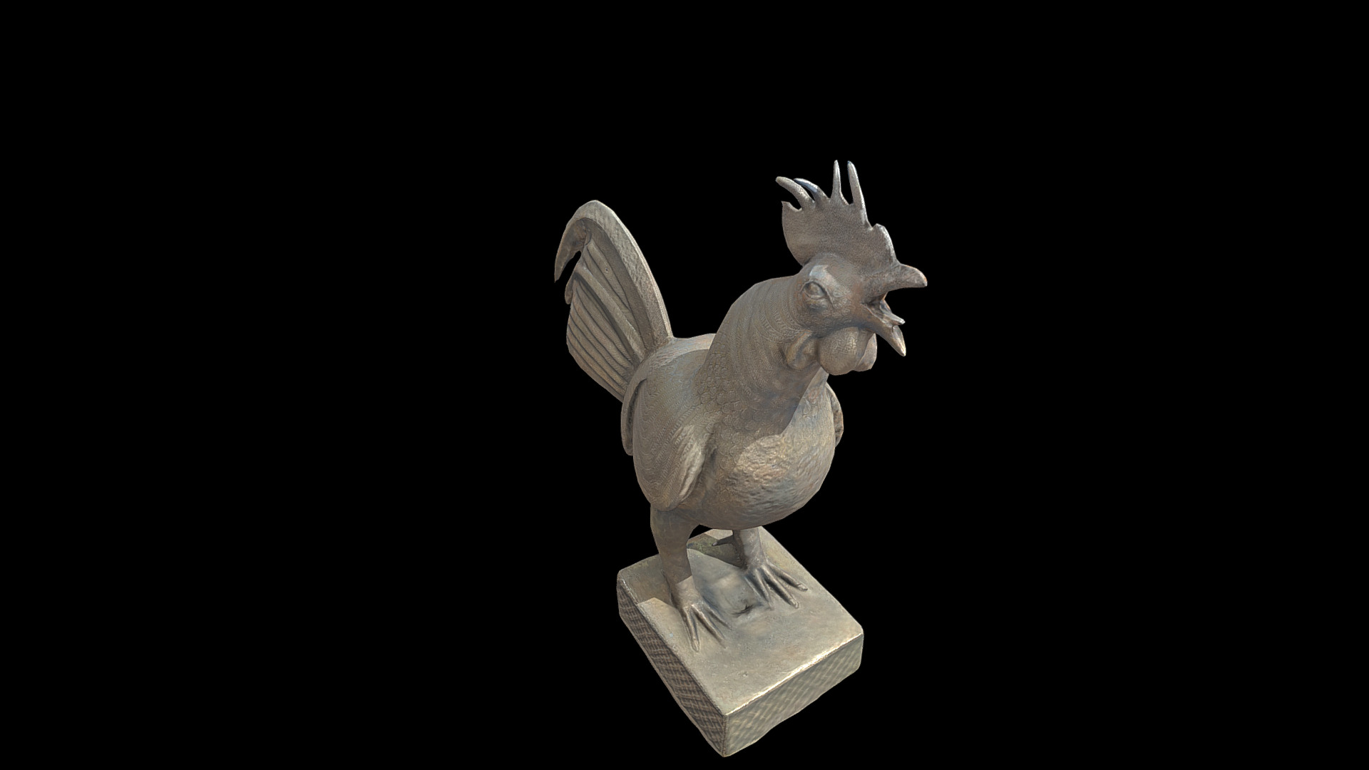Benin Bronze Okukor Rooster Low-poly 3D model_4