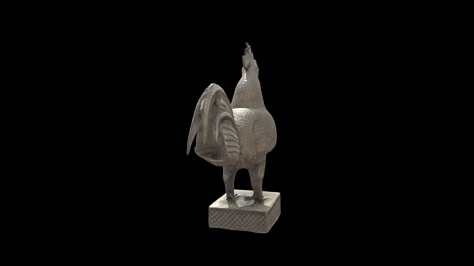 Benin Bronze Okukor Rooster Low-poly 3D model_3