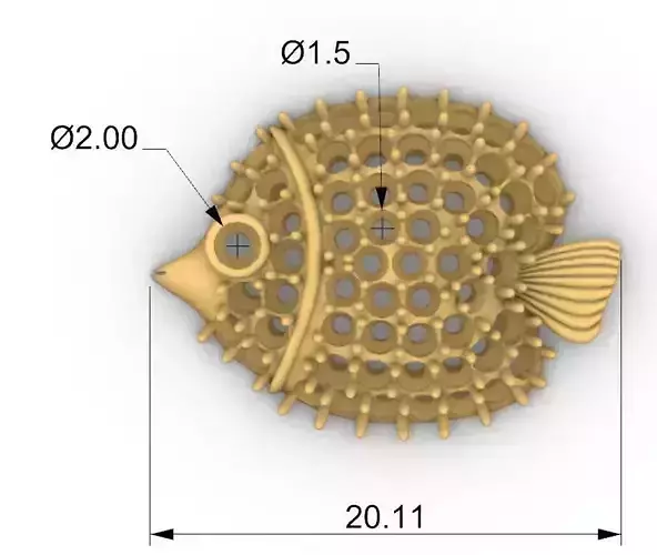 Diamond fish charm pez pescado diamantes dije 3D print model