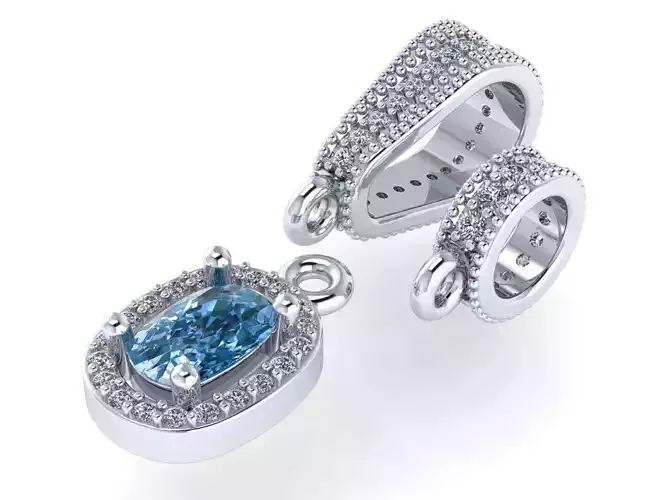 Pendant necklace with a gemstone Cushion 3D model 3D print model