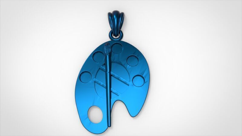 Artist Paint Palette Brush Necklace Pendant Charm Jewelry 3D print model_8