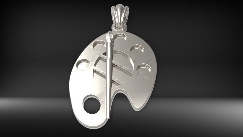 Artist Paint Palette Brush Necklace Pendant Charm Jewelry 3D print model_12