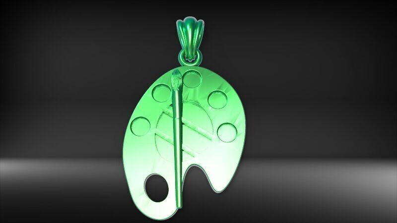 Artist Paint Palette Brush Necklace Pendant Charm Jewelry 3D print model_7