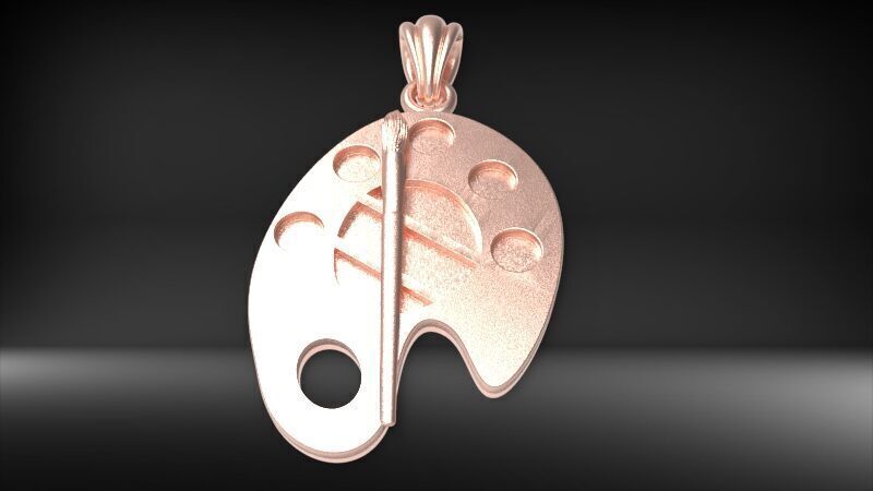 Artist Paint Palette Brush Necklace Pendant Charm Jewelry 3D print model_14