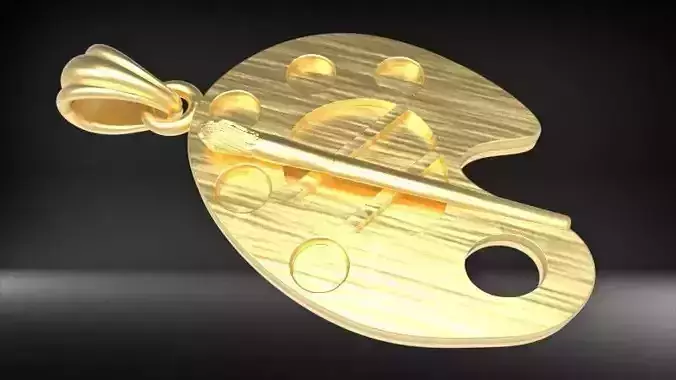 Artist Paint Palette Brush Necklace Pendant Charm Jewelry 3D print model