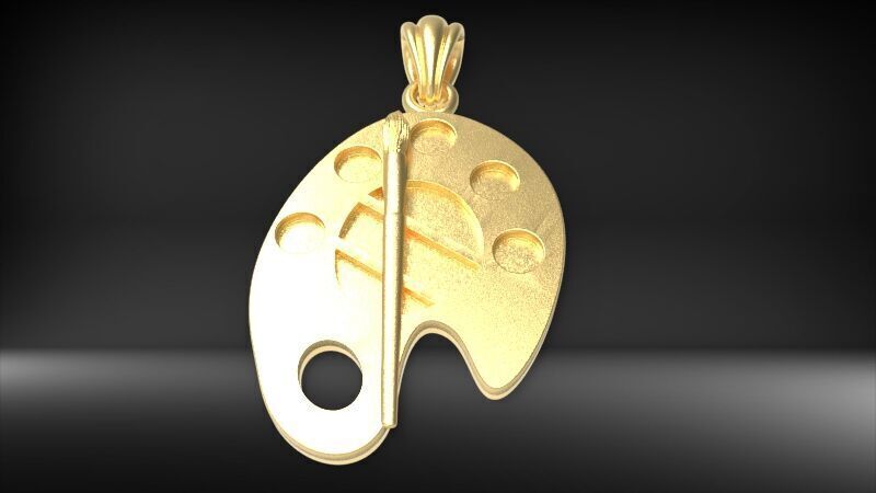 Artist Paint Palette Brush Necklace Pendant Charm Jewelry 3D print model_13