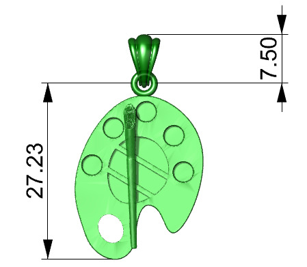 Artist Paint Palette Brush Necklace Pendant Charm Jewelry 3D print model_15