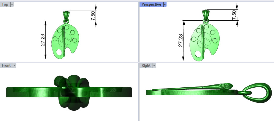 Artist Paint Palette Brush Necklace Pendant Charm Jewelry 3D print model_16