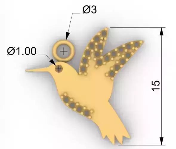 Humming bird pendant colibri dije 3D print model