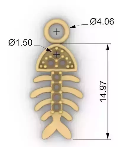 Dead fish charm charm esqueleto de pescado 3D print model