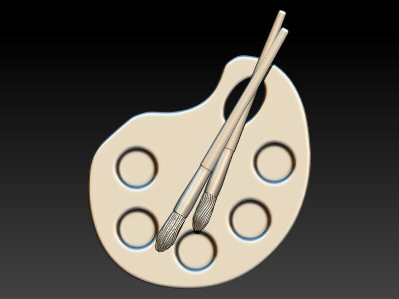 Artist Paint Palette Brush Necklace Pendant Charm Jewelry 3D print model_15