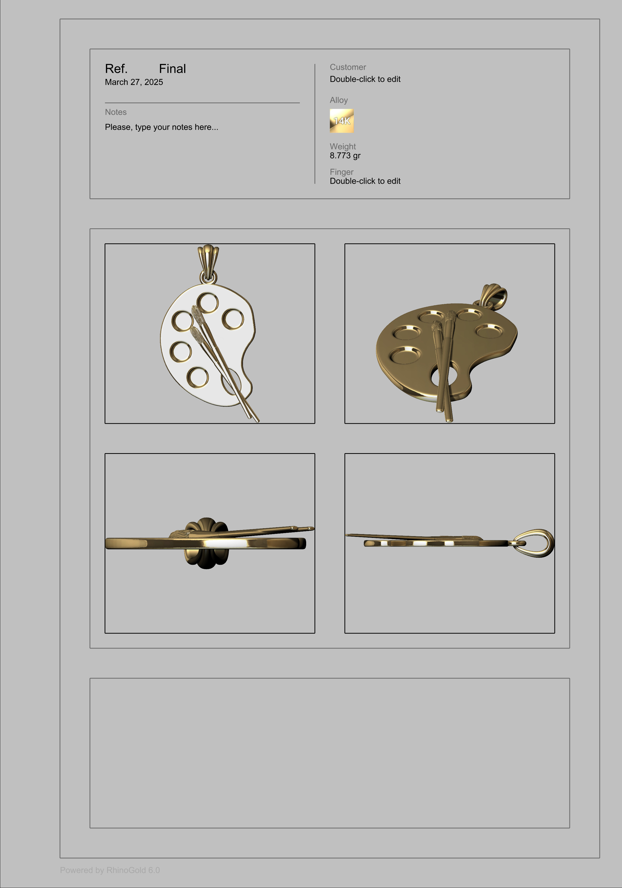 Artist Paint Palette Brush Necklace Pendant Charm Jewelry 3D print model_28