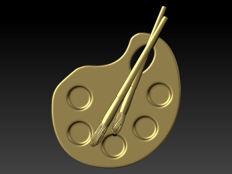 Artist Paint Palette Brush Necklace Pendant Charm Jewelry 3D print model_1