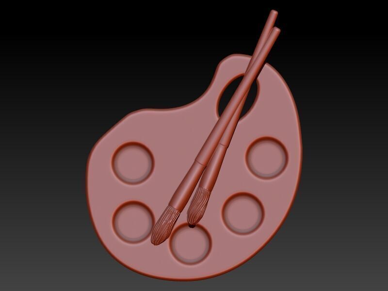 Artist Paint Palette Brush Necklace Pendant Charm Jewelry 3D print model_29