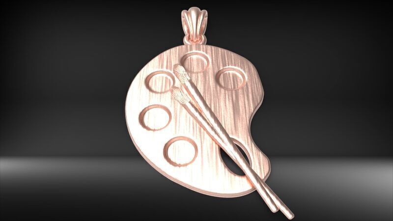 Artist Paint Palette Brush Necklace Pendant Charm Jewelry 3D print model_22