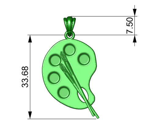 Artist Paint Palette Brush Necklace Pendant Charm Jewelry 3D print model_30