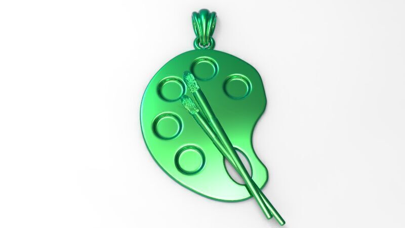 Artist Paint Palette Brush Necklace Pendant Charm Jewelry 3D print model_17