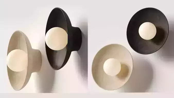 Handmade Ceramic Dish Wall Sconce - Lighting Collective 3D model