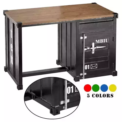 Metal and Oak Sea Container Desk