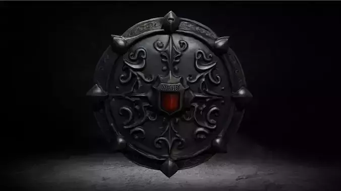 Medieval Aegis Magic Shield High-poly 3D Model