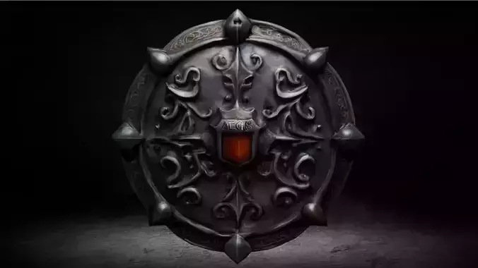 Medieval Aegis Magic Shield Low-poly 3D Model