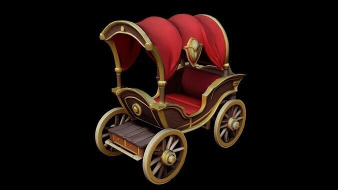 Stylized Royal Fantasy Carriage - AI Low-poly 3D model