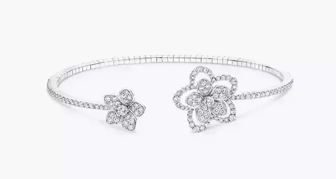 Wild Flower Open Diamond Bangle 3D print model