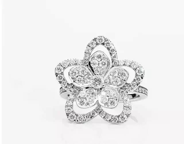 Wild Flower Large Diamond Ring 3D print model