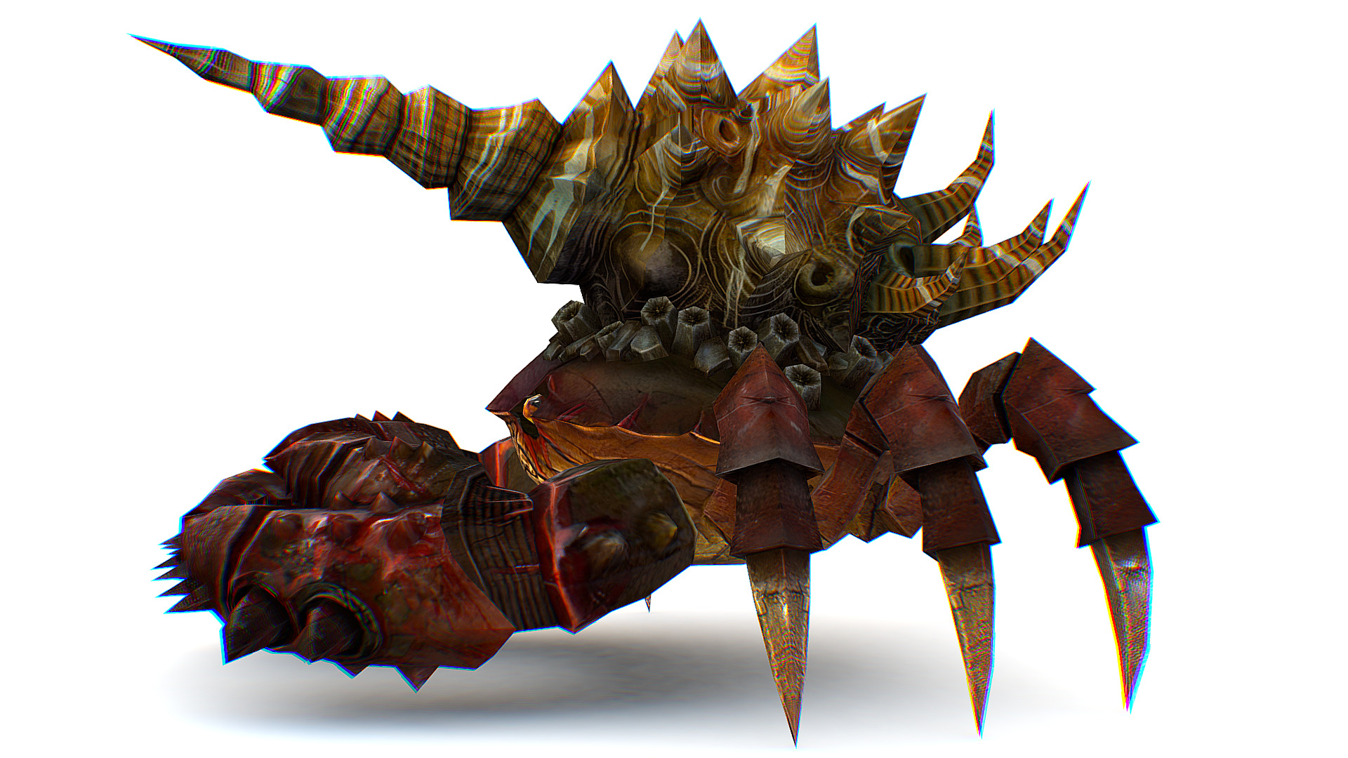 Red Giant Crab Shell Crayfish Arthropods Sea Animal Low-poly 3D model_6