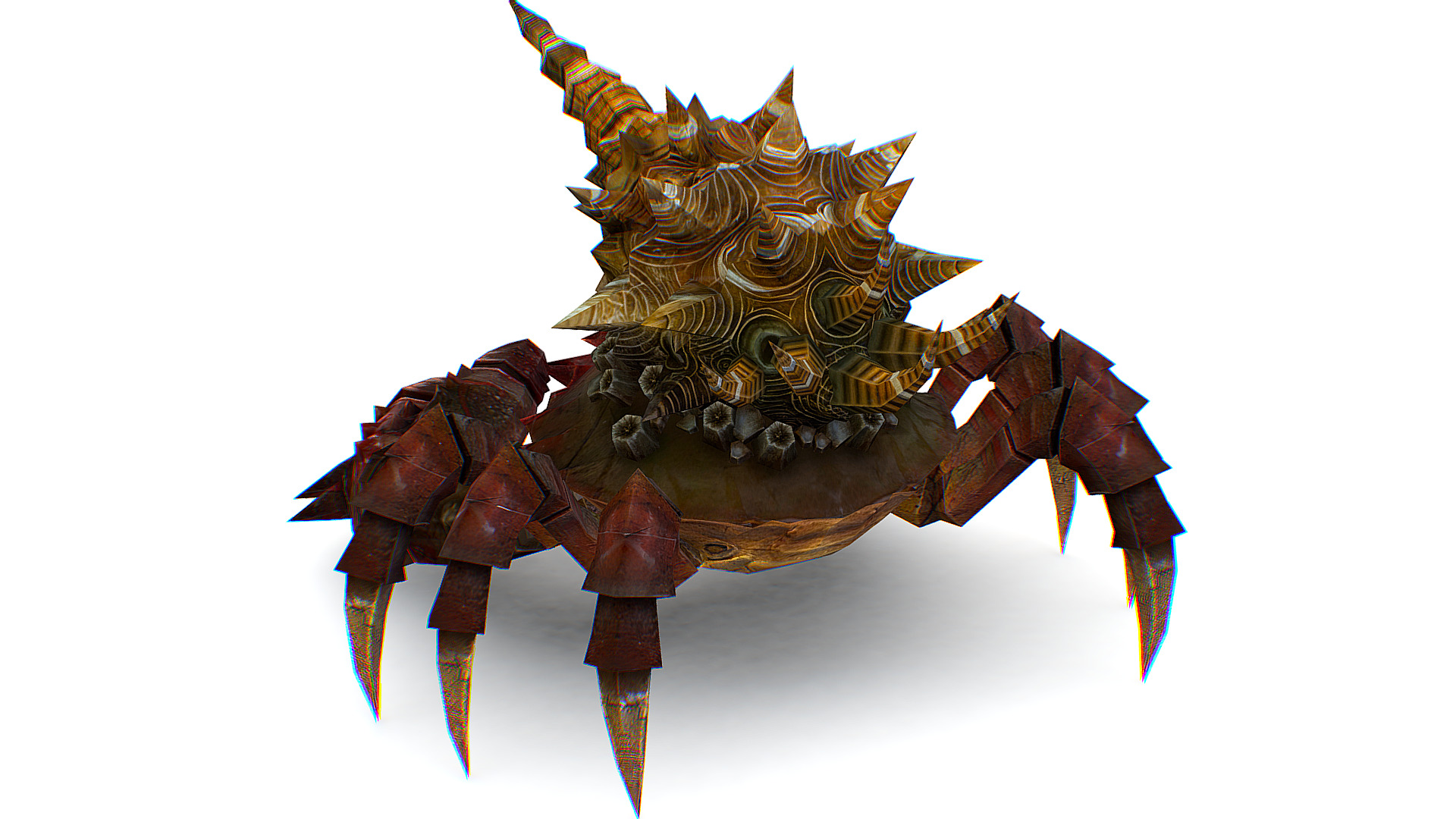 Red Giant Crab Shell Crayfish Arthropods Sea Animal Low-poly 3D model_8