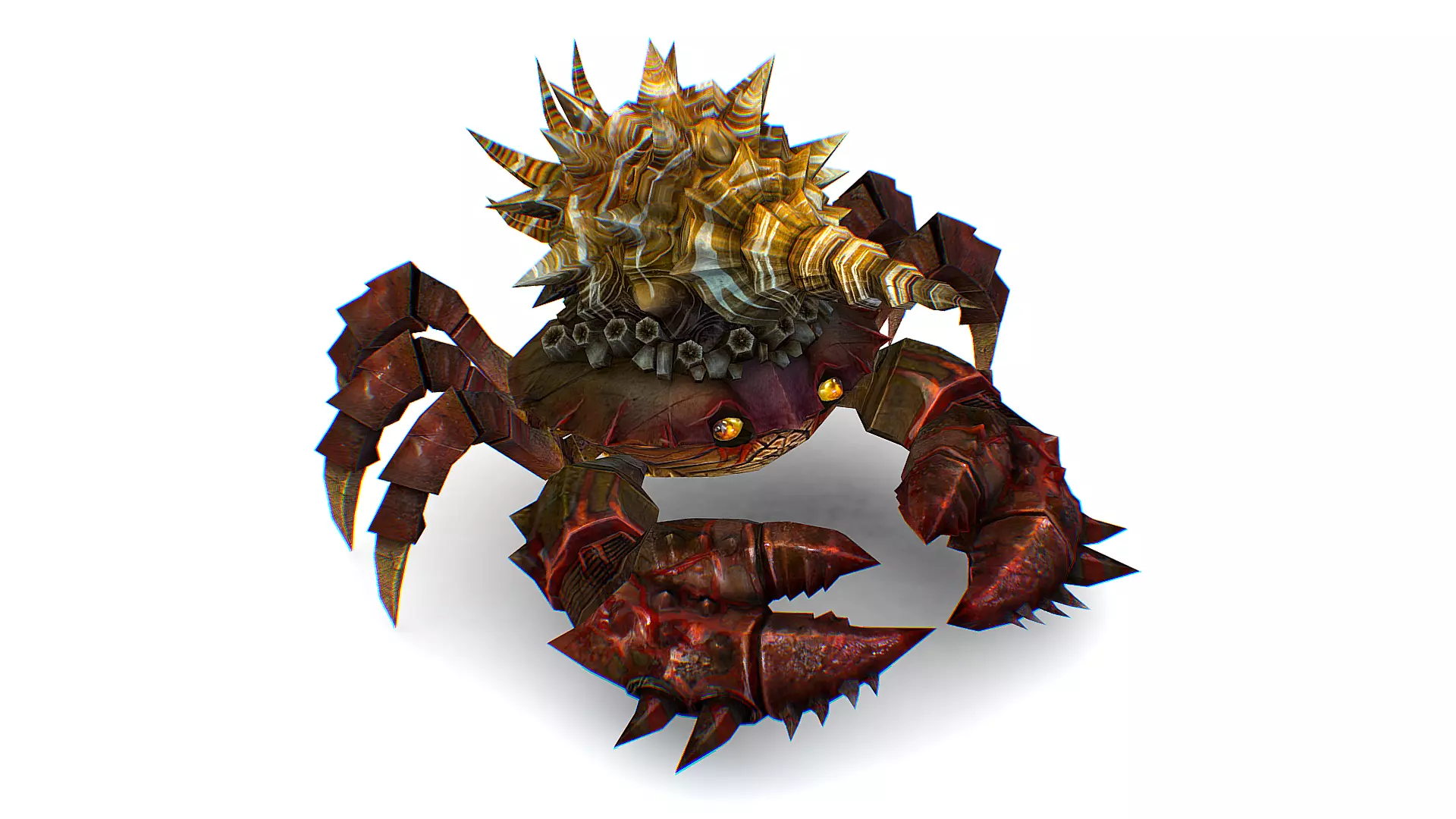 Red Giant Crab Shell Crayfish Arthropods Sea Animal Low-poly 3D model_0