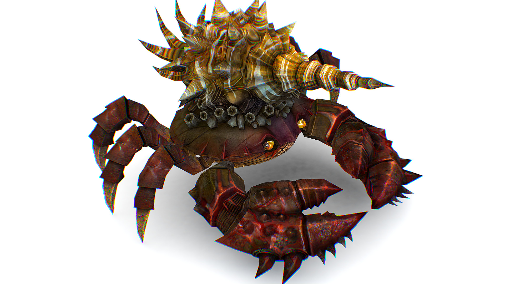 Red Giant Crab Shell Crayfish Arthropods Sea Animal Low-poly 3D model_1