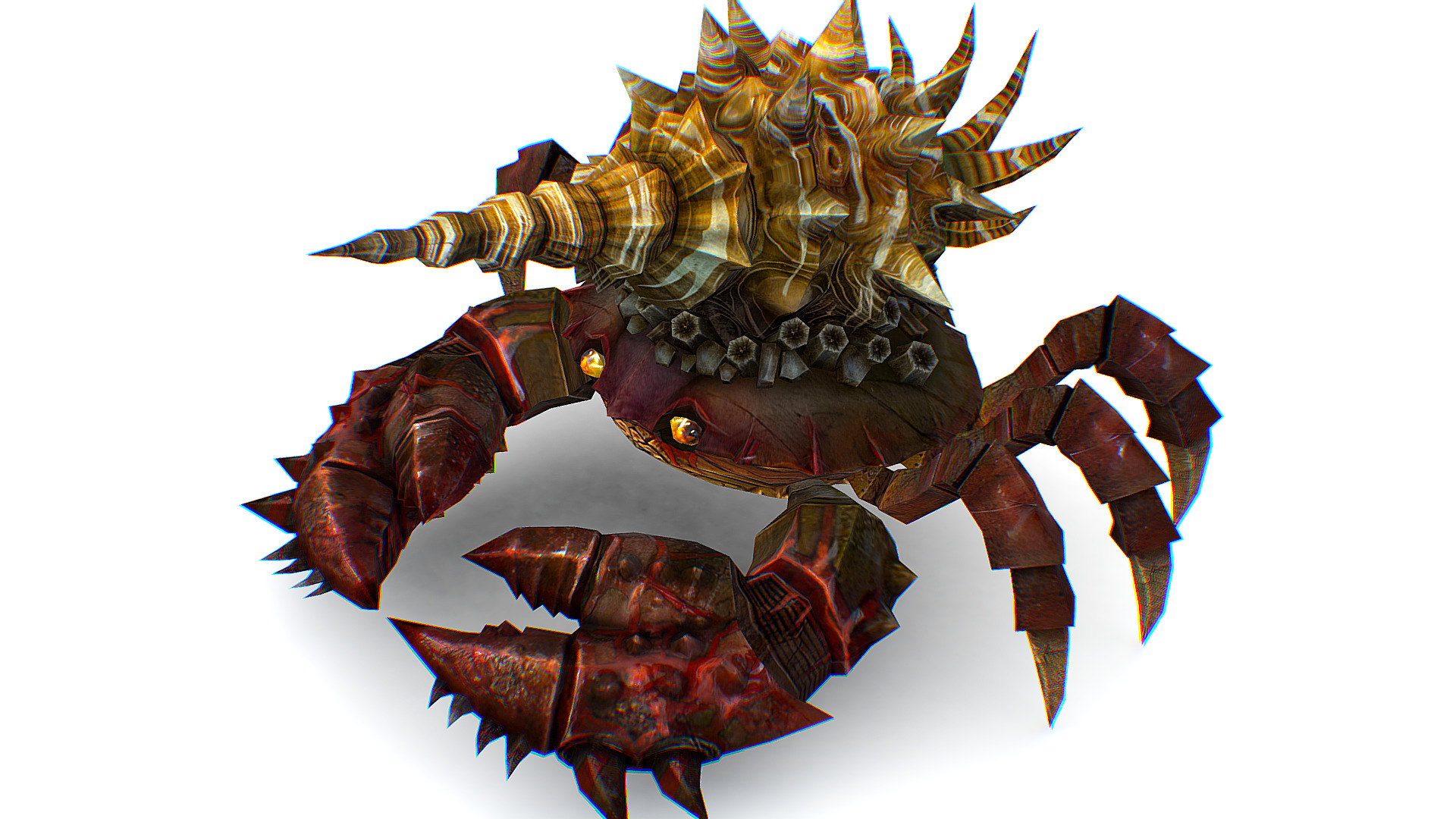 Red Giant Crab Shell Crayfish Arthropods Sea Animal Low-poly 3D model_4