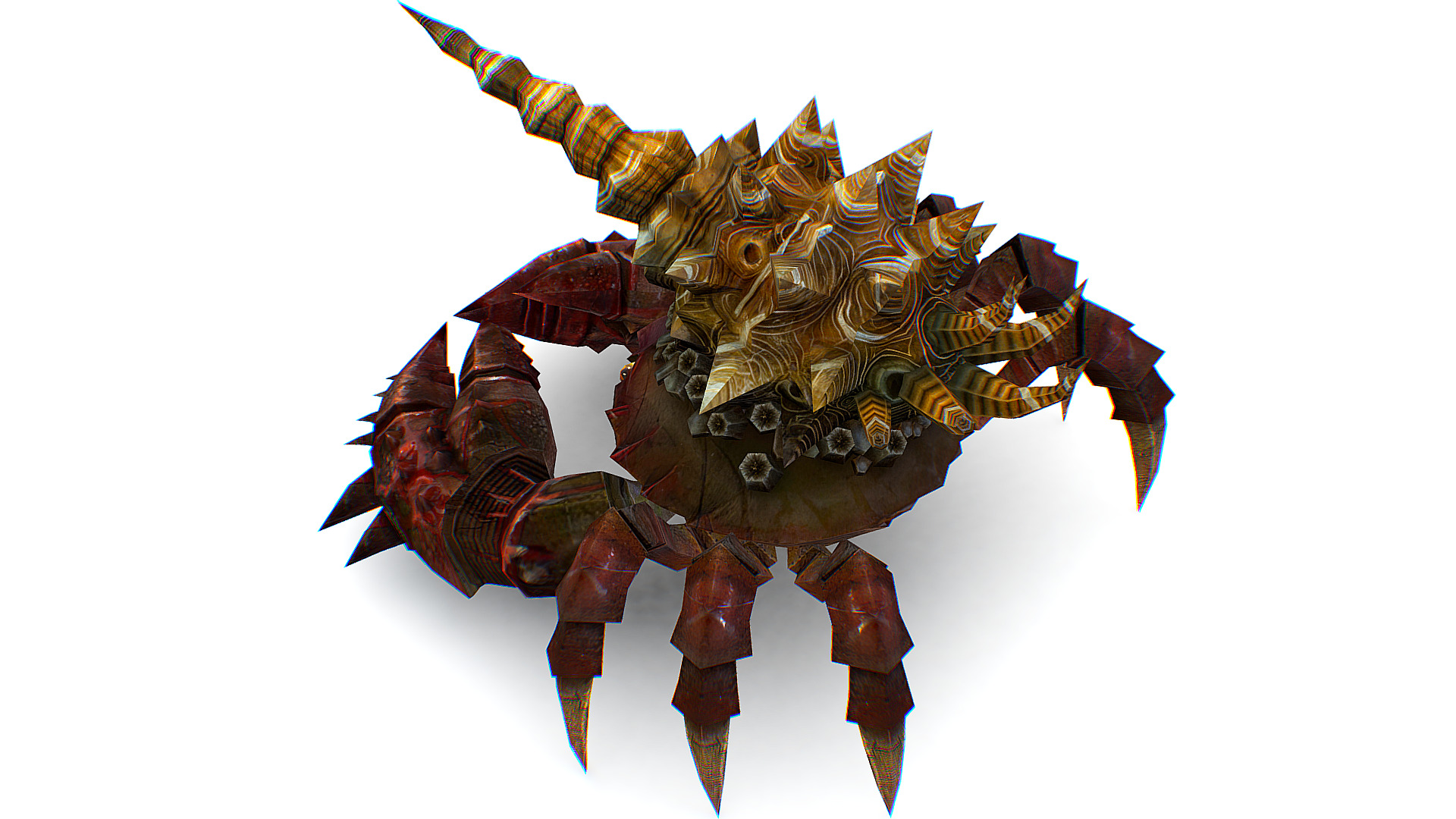 Red Giant Crab Shell Crayfish Arthropods Sea Animal Low-poly 3D model_9