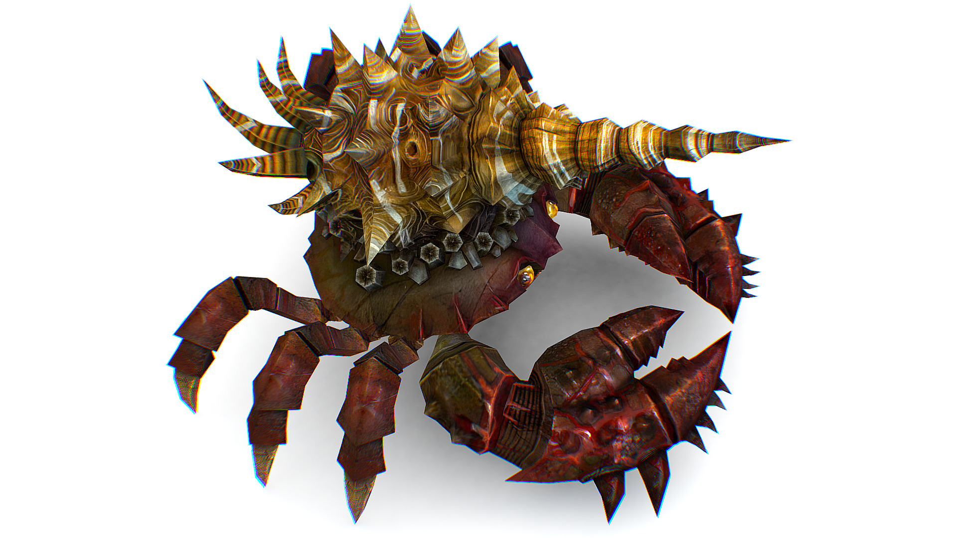 Red Giant Crab Shell Crayfish Arthropods Sea Animal Low-poly 3D model_11