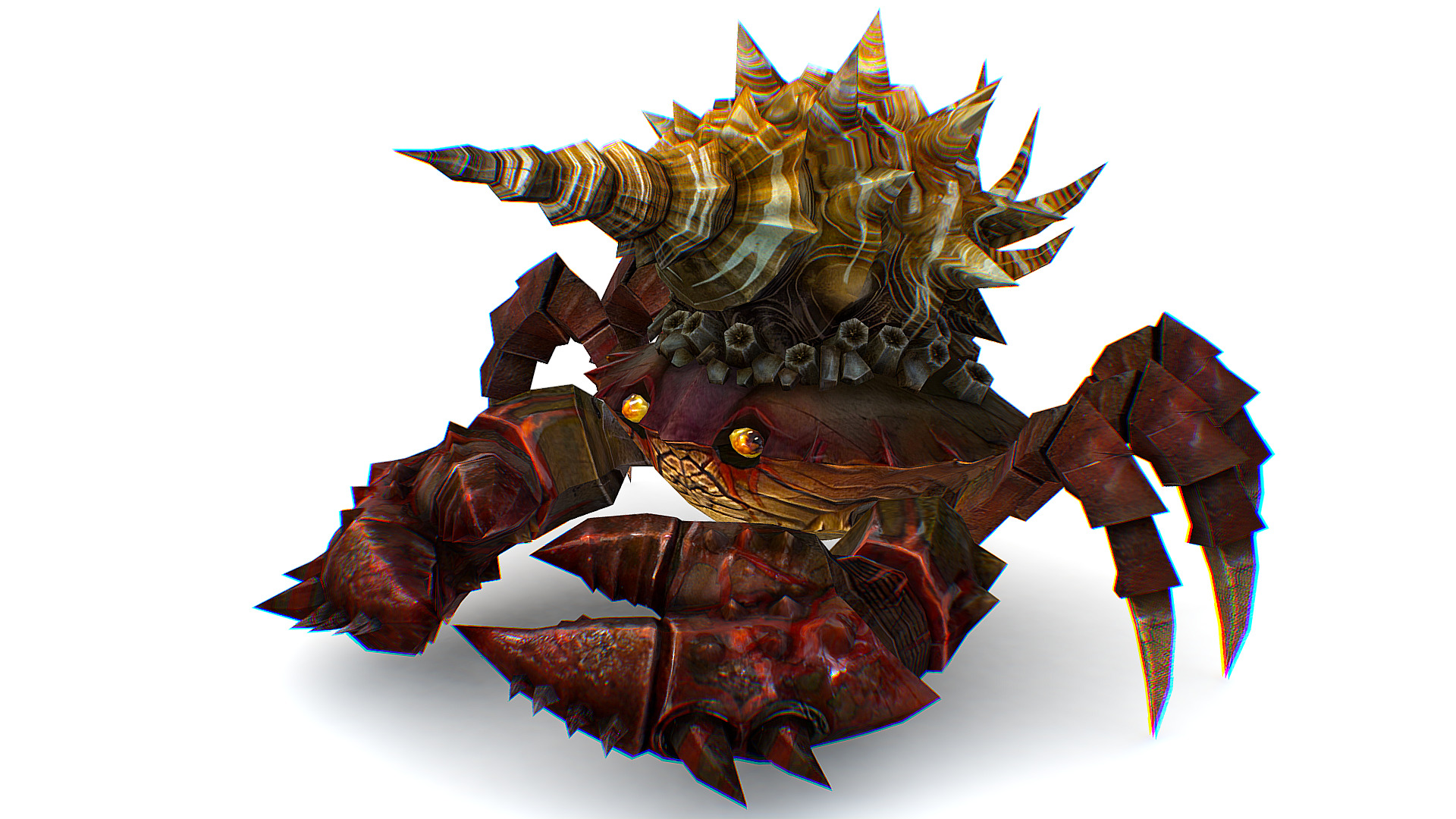 Red Giant Crab Shell Crayfish Arthropods Sea Animal Low-poly 3D model_5