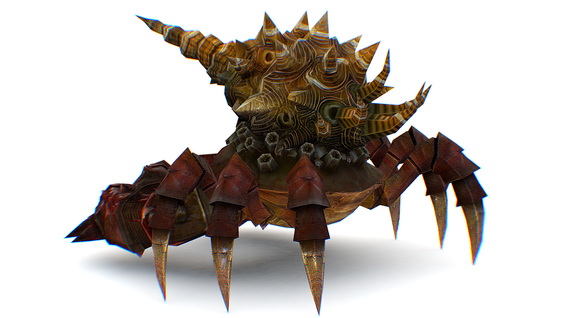 Red Giant Crab Shell Crayfish Arthropods Sea Animal Low-poly 3D model_7