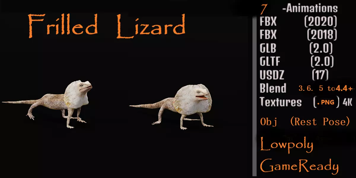 Filled Neck Lizard Low-poly 3D model_0