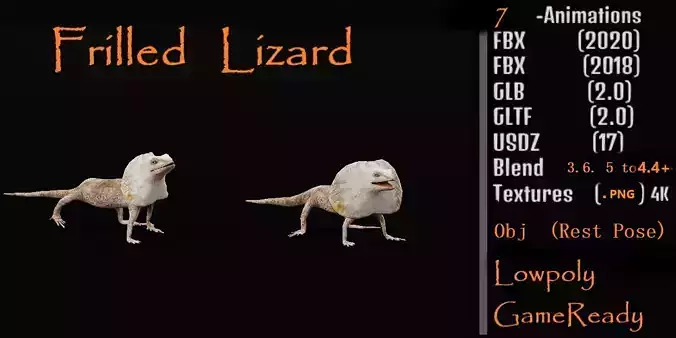Filled Neck Lizard Low-poly 3D model