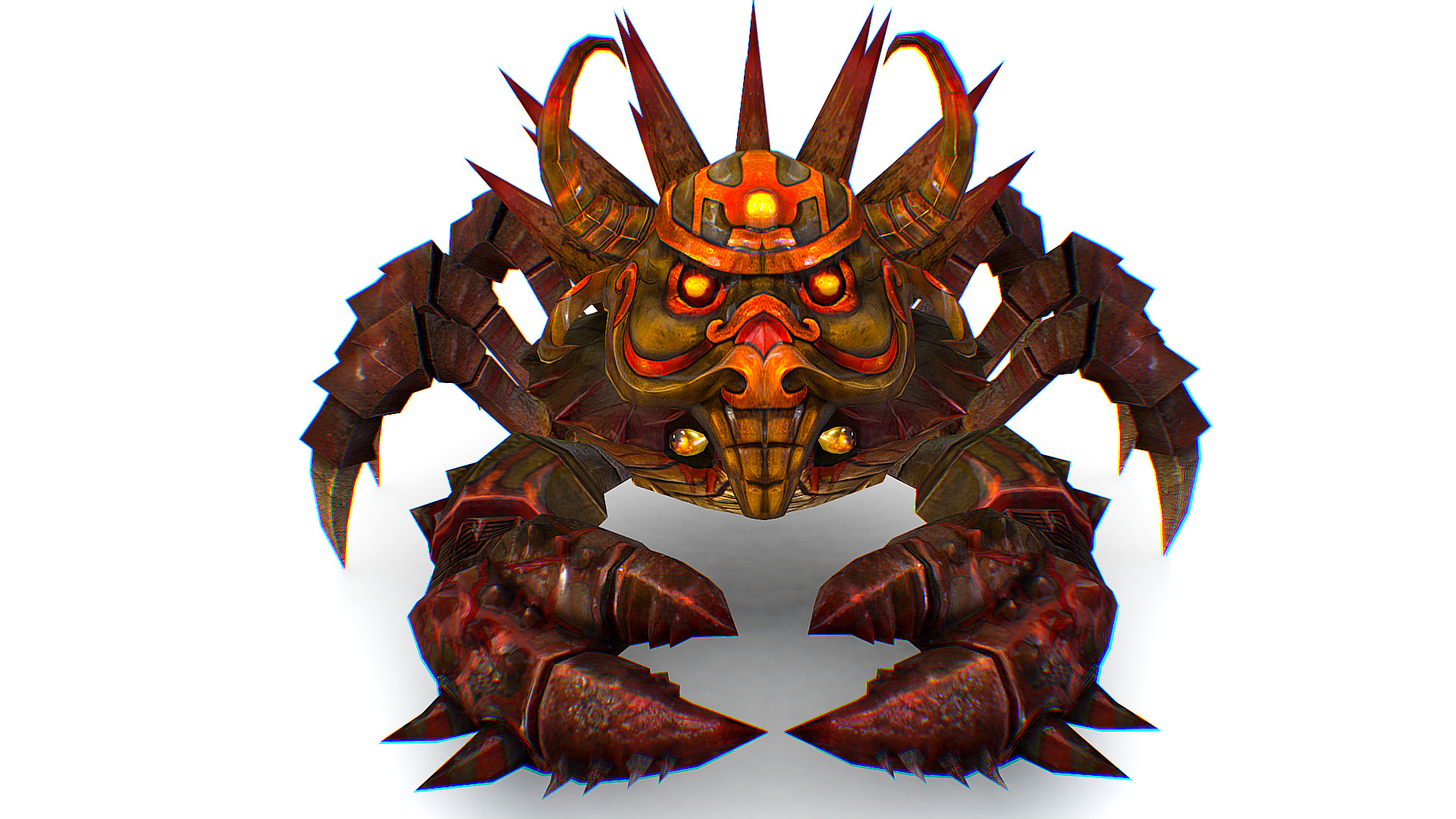 Red Giant Crab Shell Crayfish Arthropods Sea Animal Low-poly 3D model_3