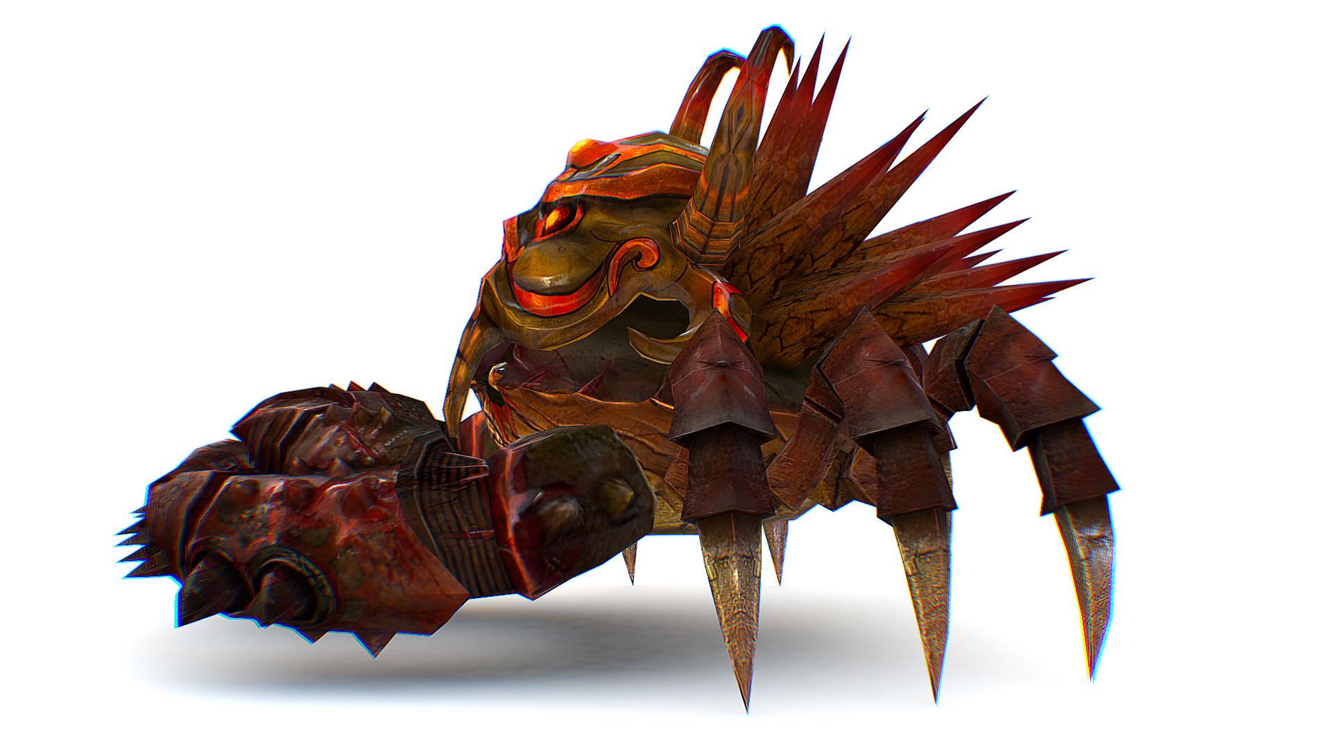 Red Giant Crab Shell Crayfish Arthropods Sea Animal Low-poly 3D model_7