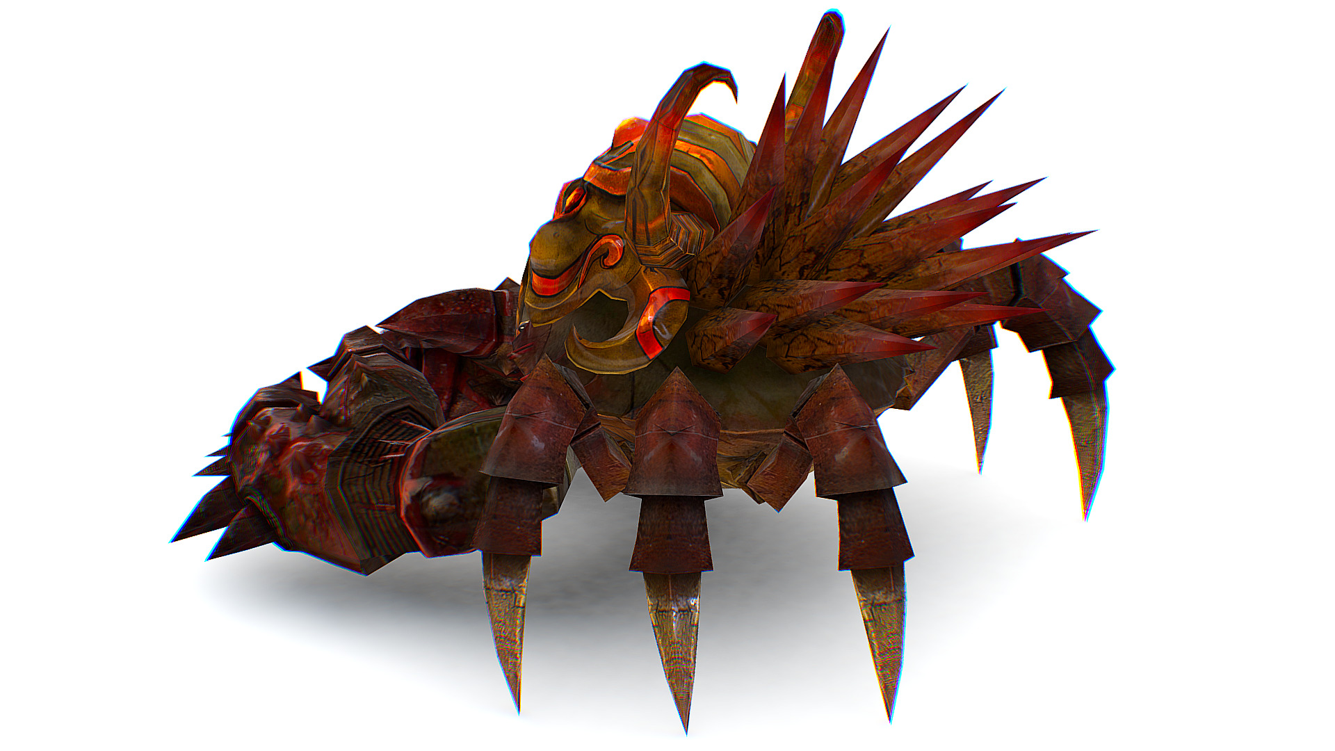 Red Giant Crab Shell Crayfish Arthropods Sea Animal Low-poly 3D model_8