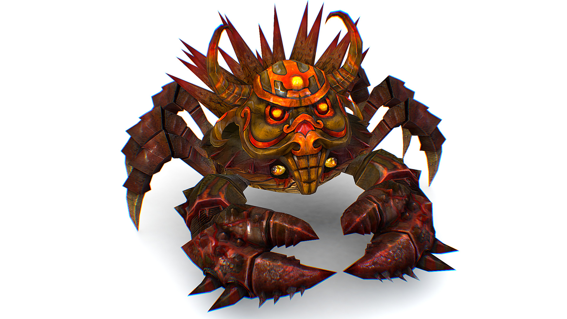 Red Giant Crab Shell Crayfish Arthropods Sea Animal Low-poly 3D model_2